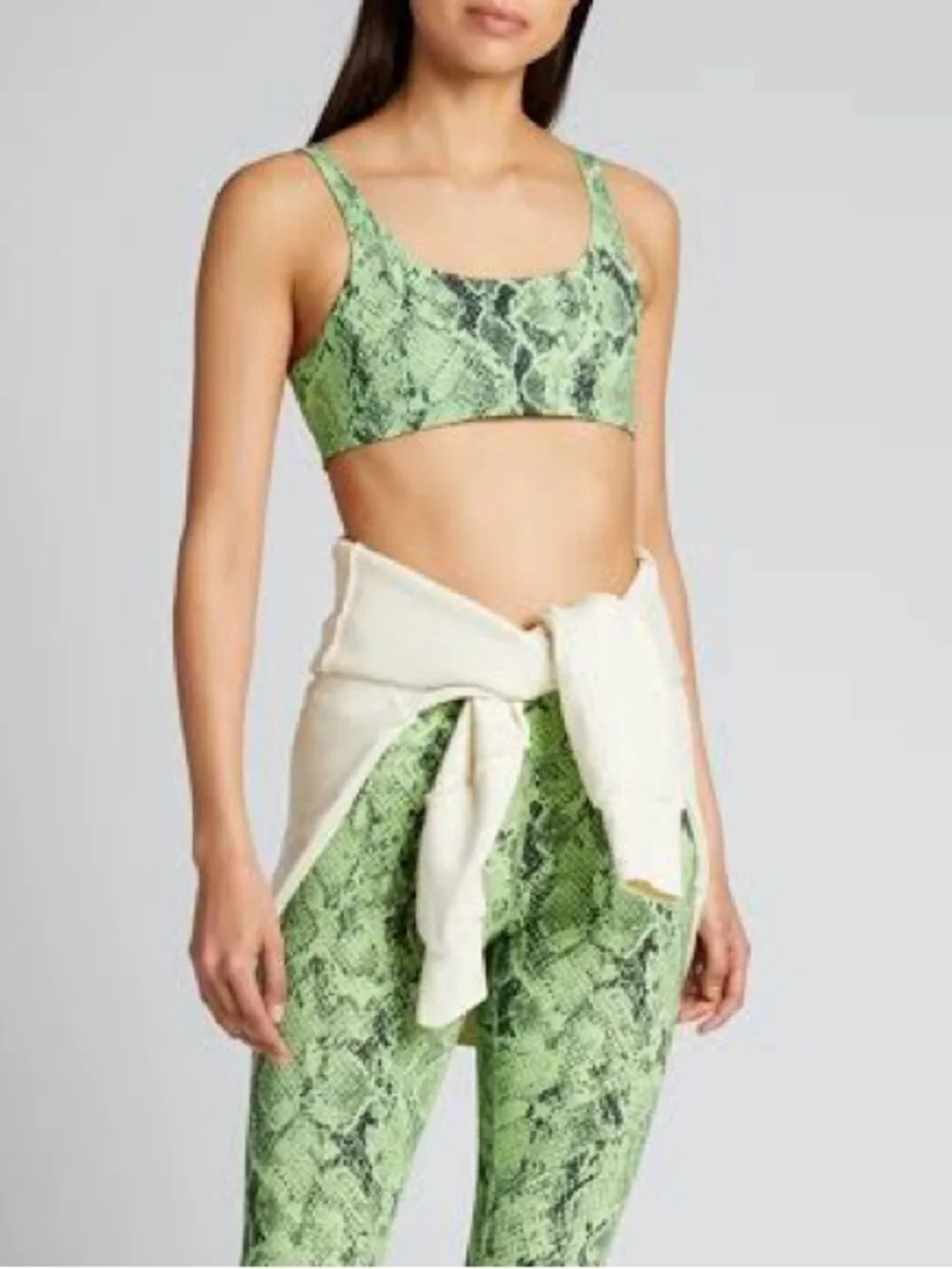 ALO Yoga Vapor Snakeskin Sports Bra Neon Lime Size Medium